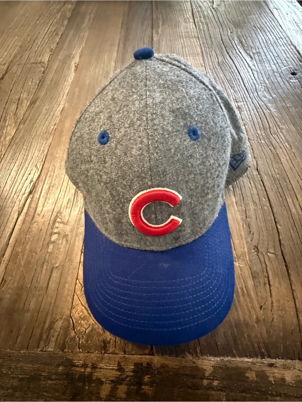 New Era Gray and Blue Chicago Cubs Wool Blend Baseball Cap with Red Cubs Logo